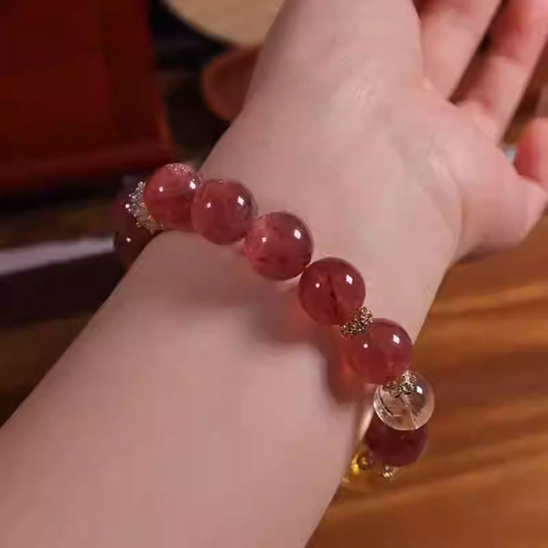 Strawberry Quartz Bracelet - Rose Quartz Bracelet for Love Attraction