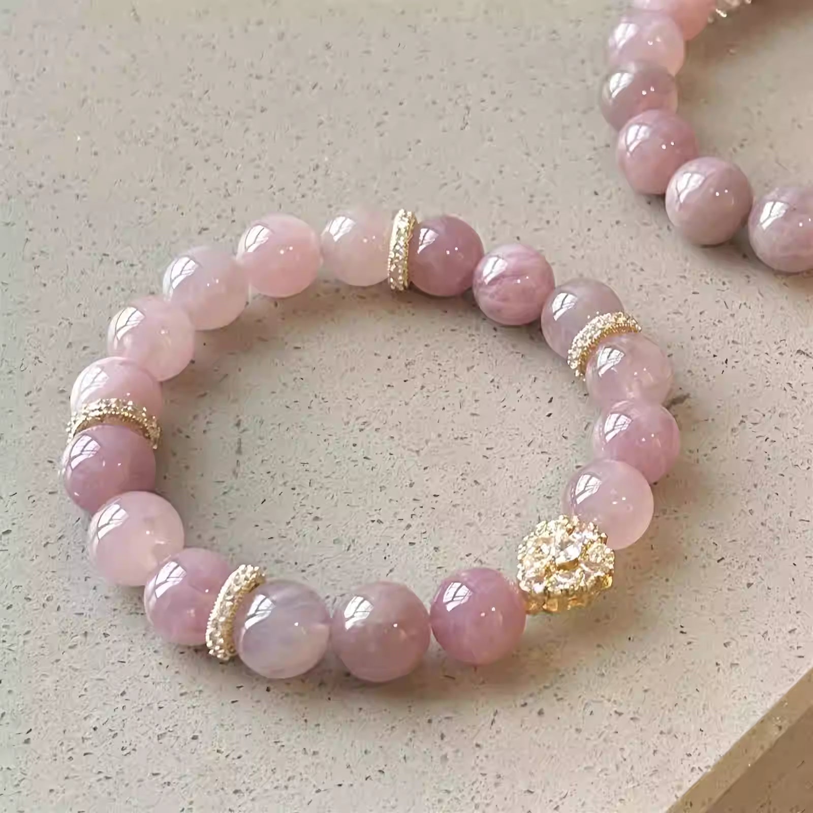 Bracelet with rose quartz designed to attract love and positive relationship