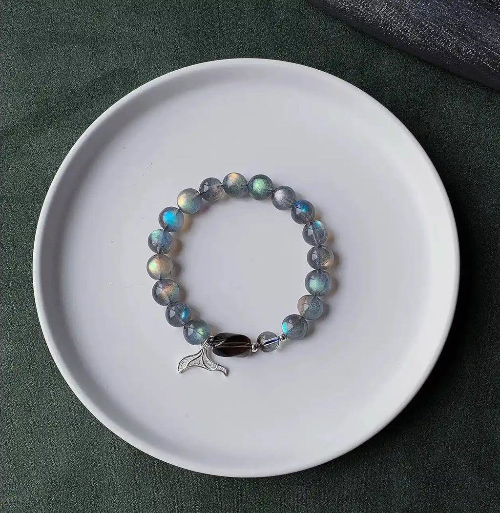 Blue Moonstone Mermaid Tail Bracelet – Intuition Awakening & Ocean Moon Energy Crystal