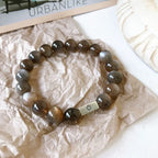 Moonstone Bracelet with Sun & Moon Charms – Mystical Black Sunstone Energy Jewelry