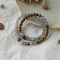 Double-Layer Moonstone & Agarwood Bracelet – Natural Gray Moonstone Spiritual Jewelry