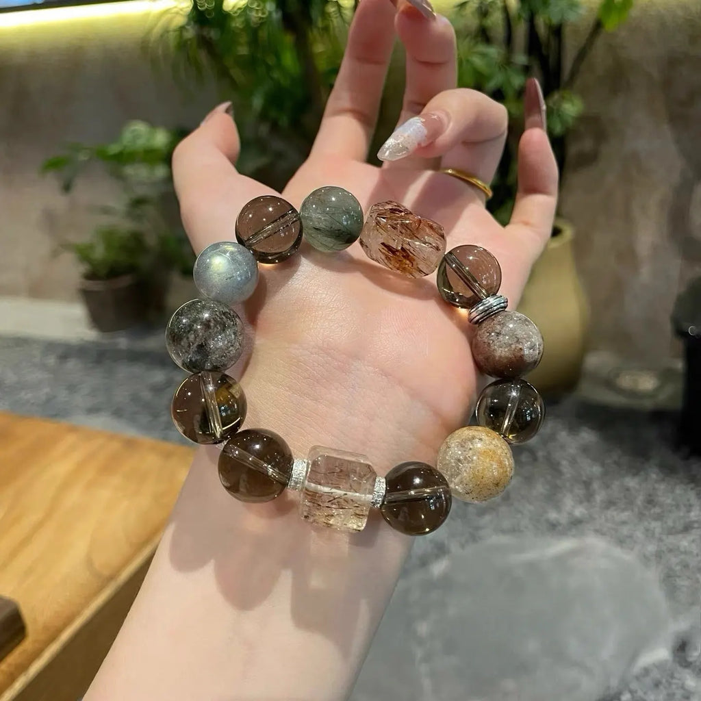 Four Seasons Phantom Quartz Bracelet – Multicolor Healing Crystal for Wealth Flow & Abundance