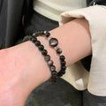 Double Circle Black Obsidian Bracelet – Healing Crystal Bracelet for Protection, Grounding & Energy Cleansing