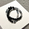 Double Circle Black Obsidian & Black Tourmaline Bracelet – Crystal Healing Bracelet for Protection & Negative Energy Removal