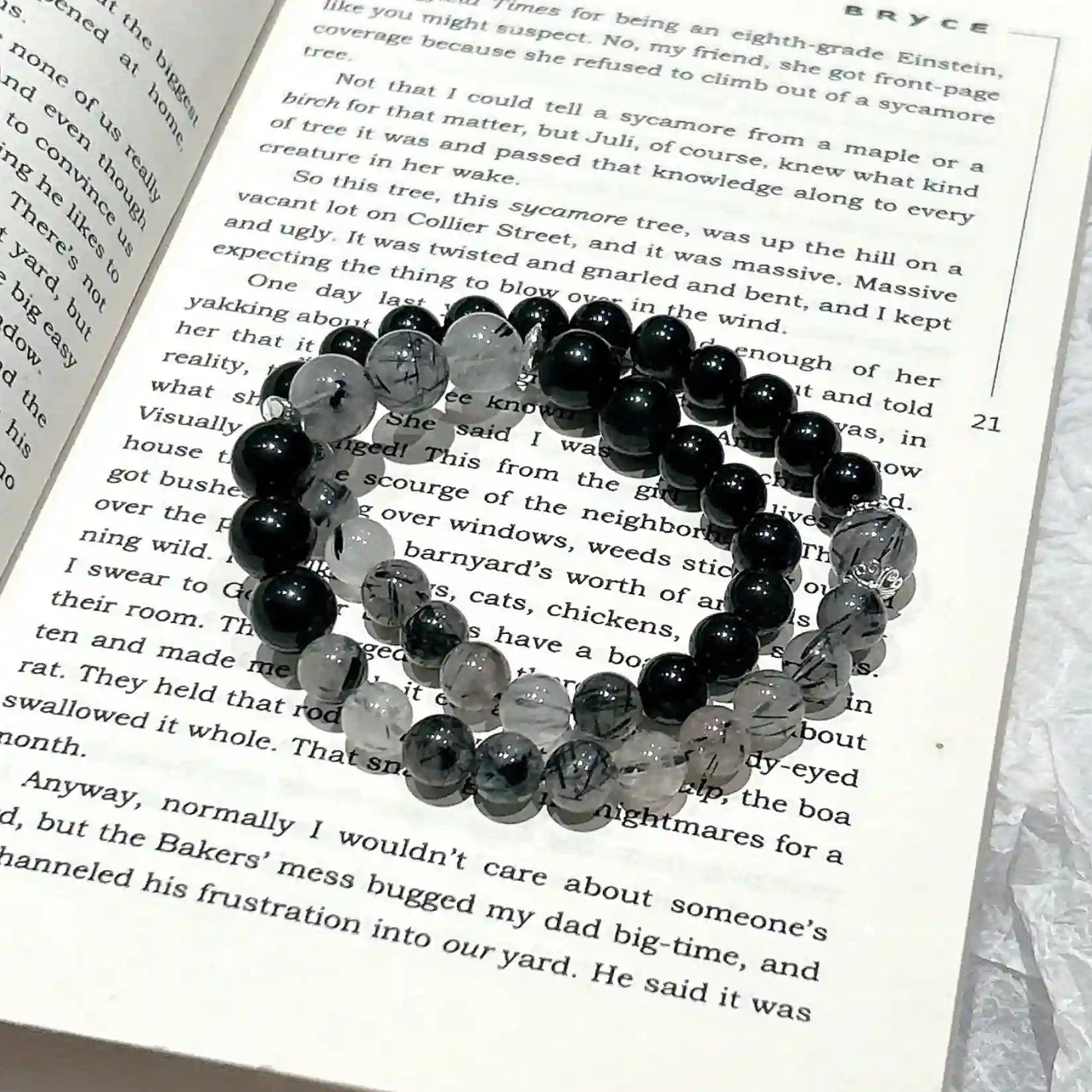 Double Circle Black Obsidian & Black Tourmaline Bracelet – Crystal Healing Bracelet for Protection & Negative Energy Removal