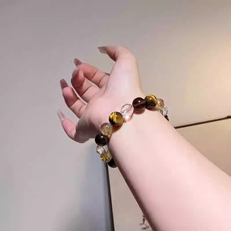 Tiger Eye, Clear Quartz and Citrine Bracelet – Wealth, Protection & Clarity