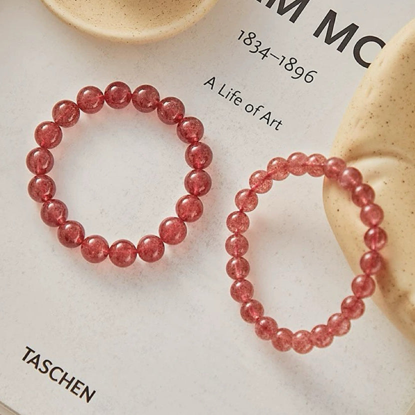 Strawberry Quartz Bracelet - Rose Quartz Crystals for Love