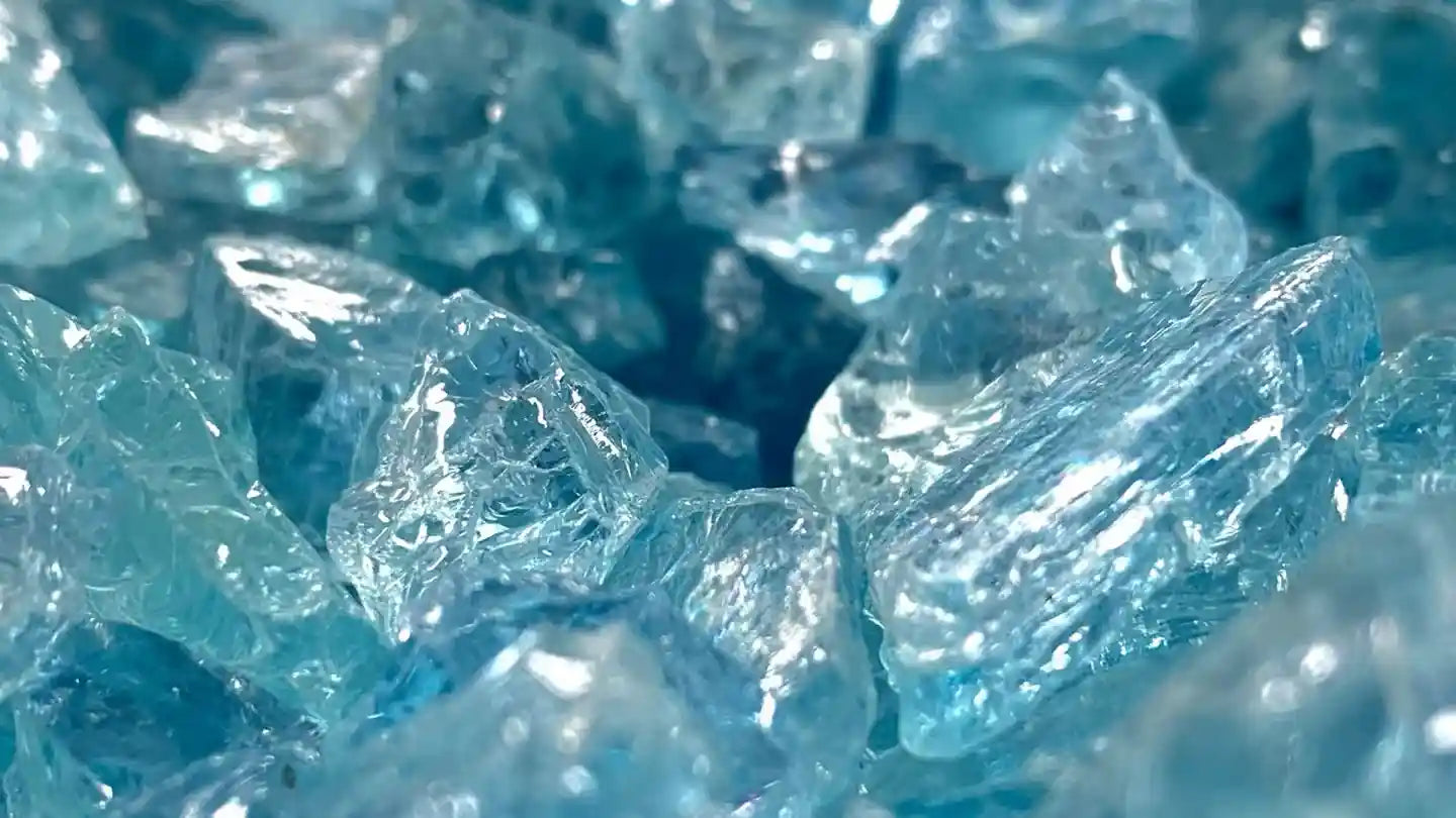 Aquamarine healing crystals with natural blue gemstone texture and throat chakra symbolism