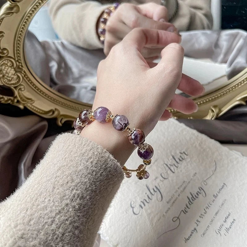 Real amethyst bracelet to enhance wisdom, focus, and academic performance