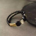 Women black obsidian bead bracelet designed for protection