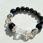 Black obsidian and clear quartz bracelet for protection and clarity