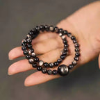 Black obsidian crystal bracelet for grounding, protection, and shielding negative energy