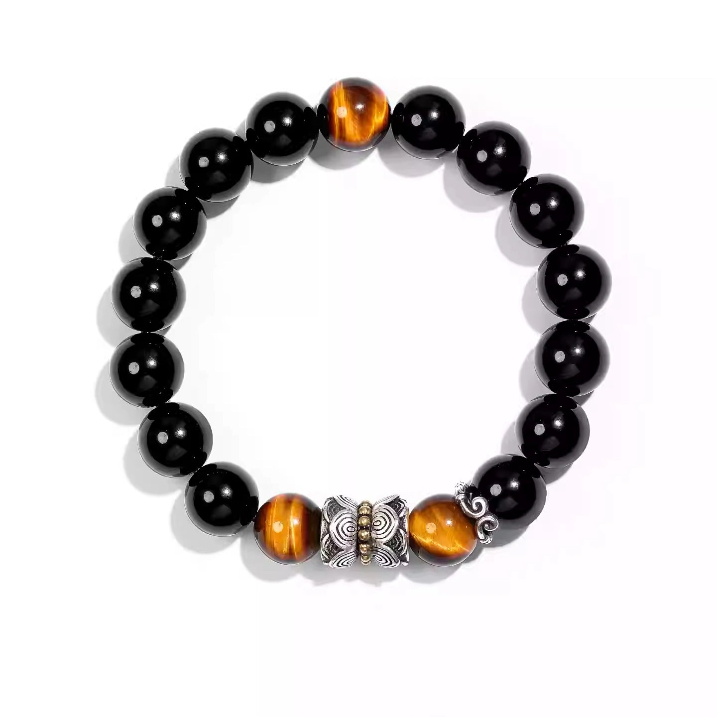 Black tourmaline and tiger eye bracelet for protection and confidence