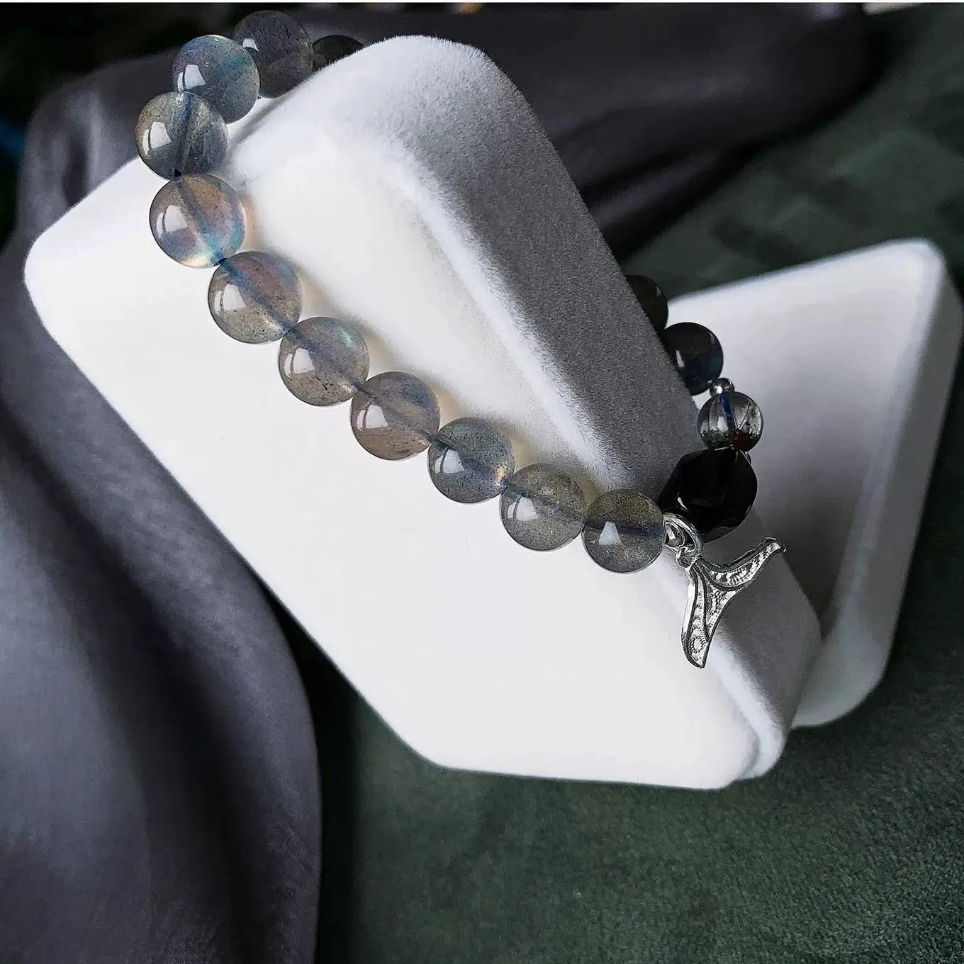 Blue moonstone bead bracelet for women, a healing crystal jewelry for calming