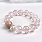 Women rose quartz gemstone bracelet with natural pink crystal beads attracts love