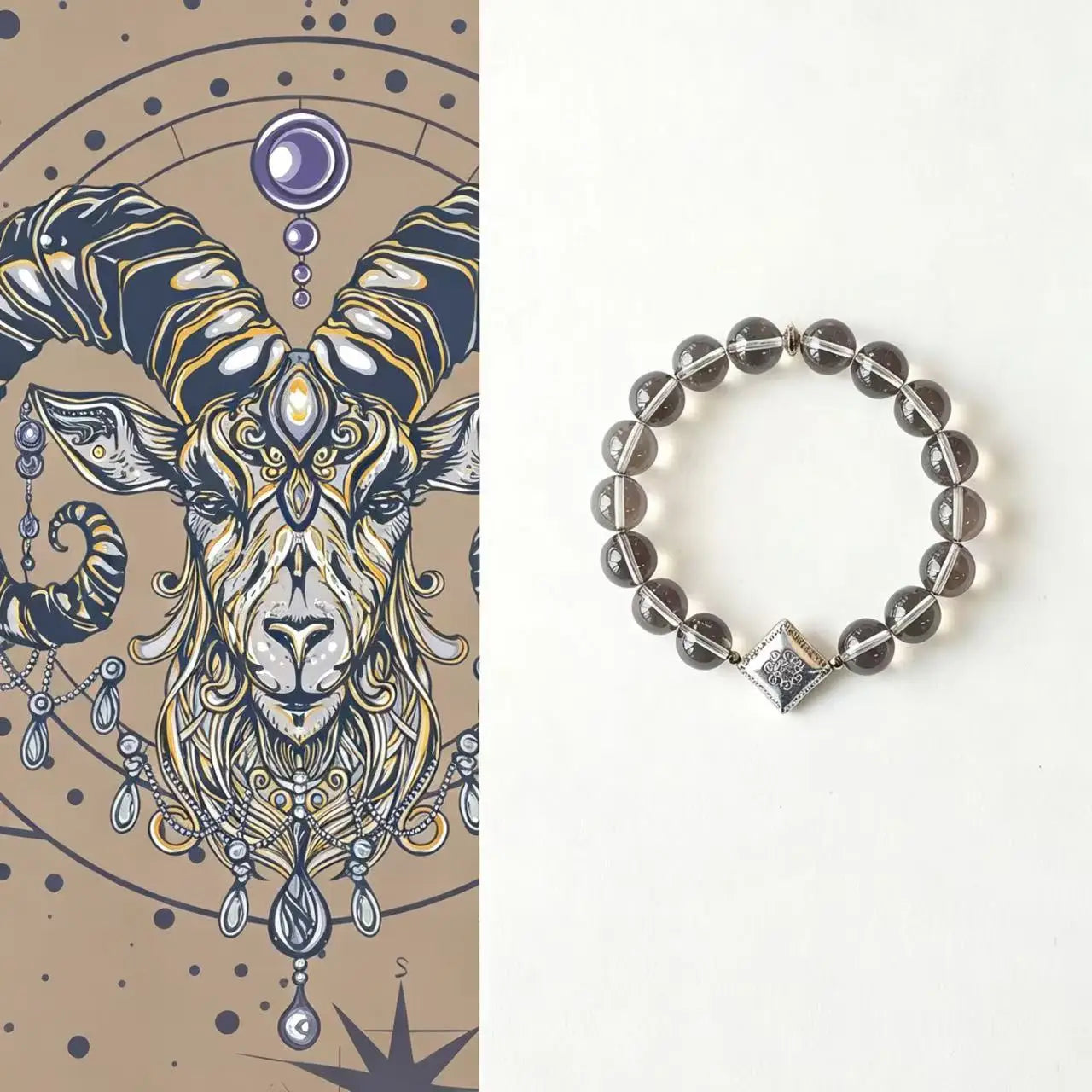 Capricorn stones and crystals bracelet with smoky quartz design for grounding