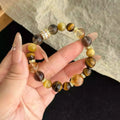 Citrine and tiger eye crystal bracelet with smoky quartz for confidence and positive energy