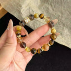 Citrine and tiger eye crystal bracelet with smoky quartz for confidence and positive energy
