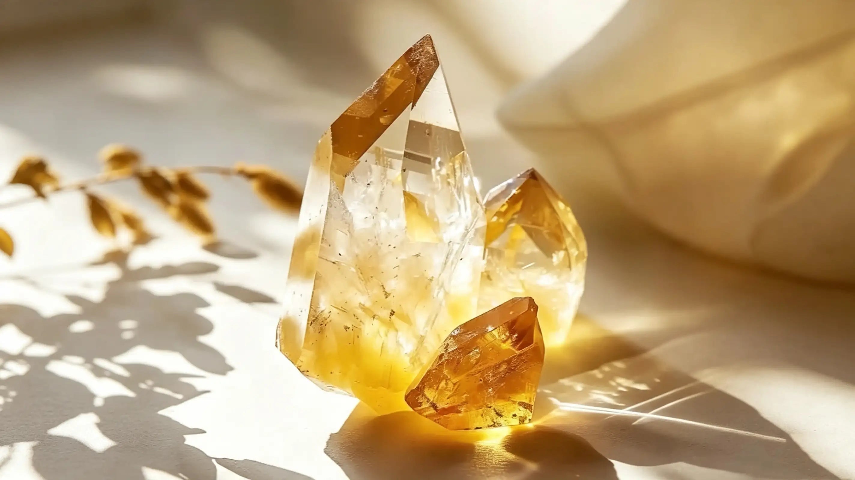 Citrine crystal for money and prosperity with natural stone details