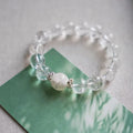 Women clear quartz bead bracelet for spiritual growth, calm, and positive energy 