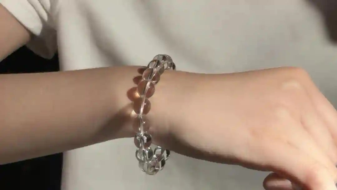 Clear quartz crystal bracelet for women with natural transparent beads