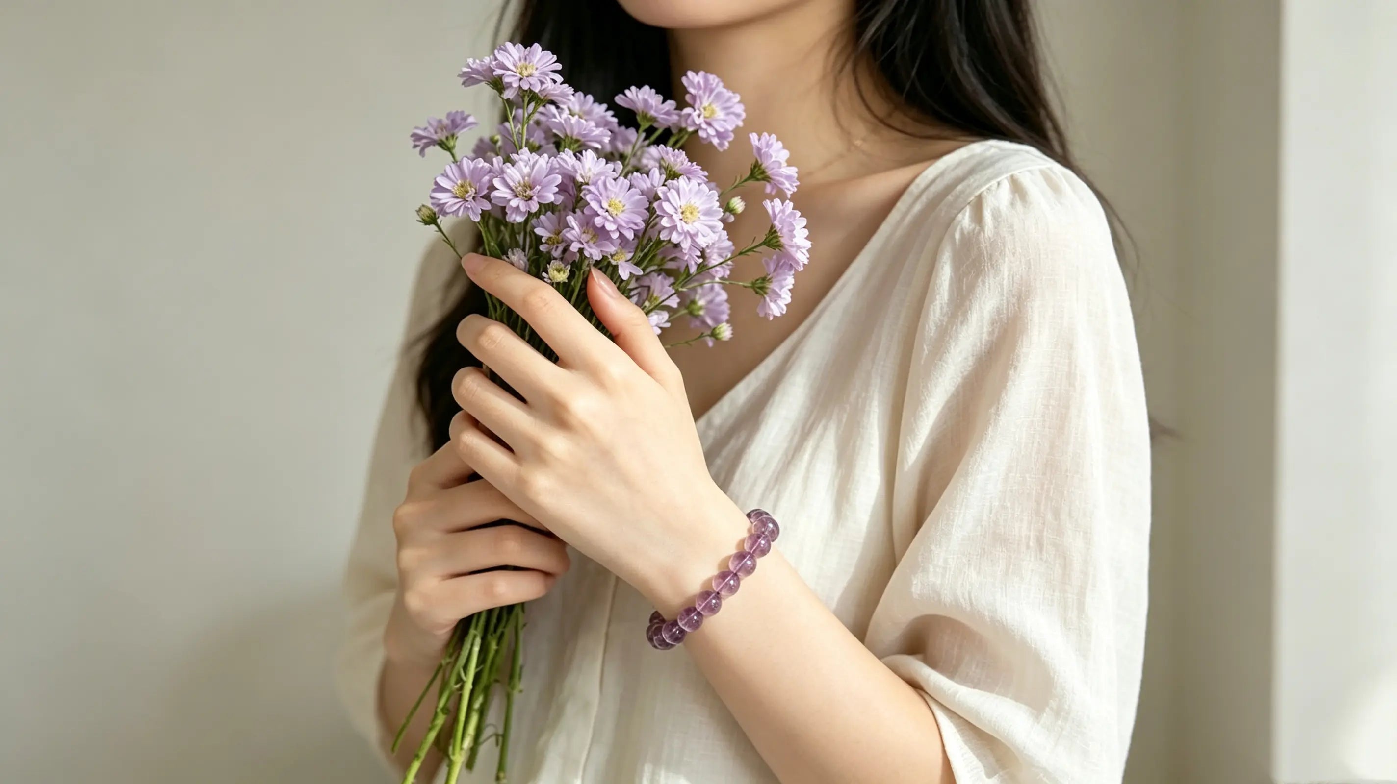 Amethyst bracelets for women with purple gemstone beads designed for daily casual wear