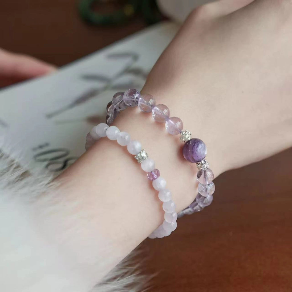 Crystal bracelet for gemini with amethyst beads