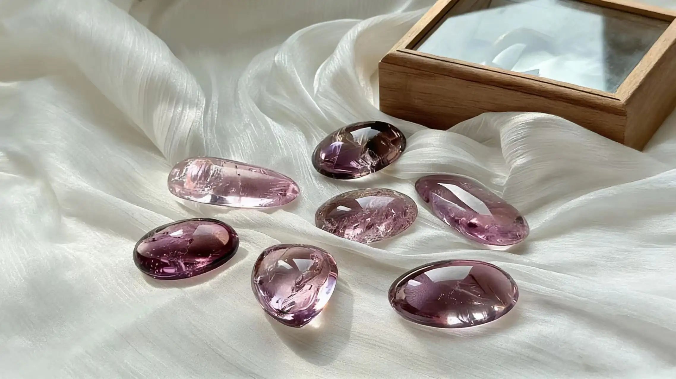 Natural crystal gemstones used to create handcrafted healing crystal bracelets