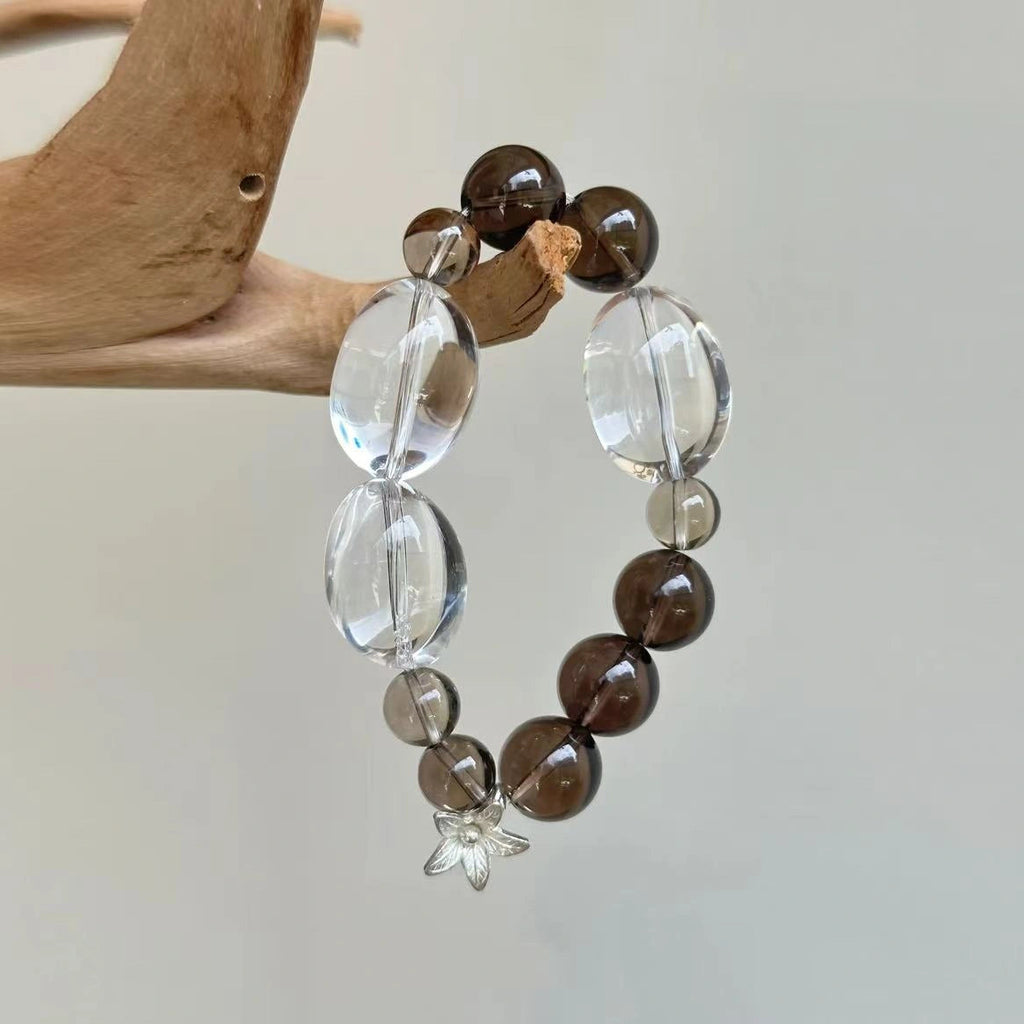 Designer smoky and clear quartz bracelet for healing, mental clarity and anxiety relief