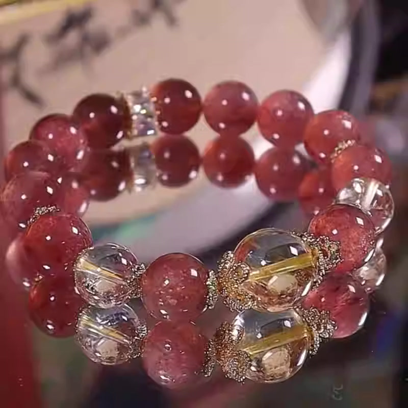 Designer strawberry quartz bracelet for women
