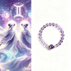 Gemini crystal bracelet with amethyst beads for clarity and focus