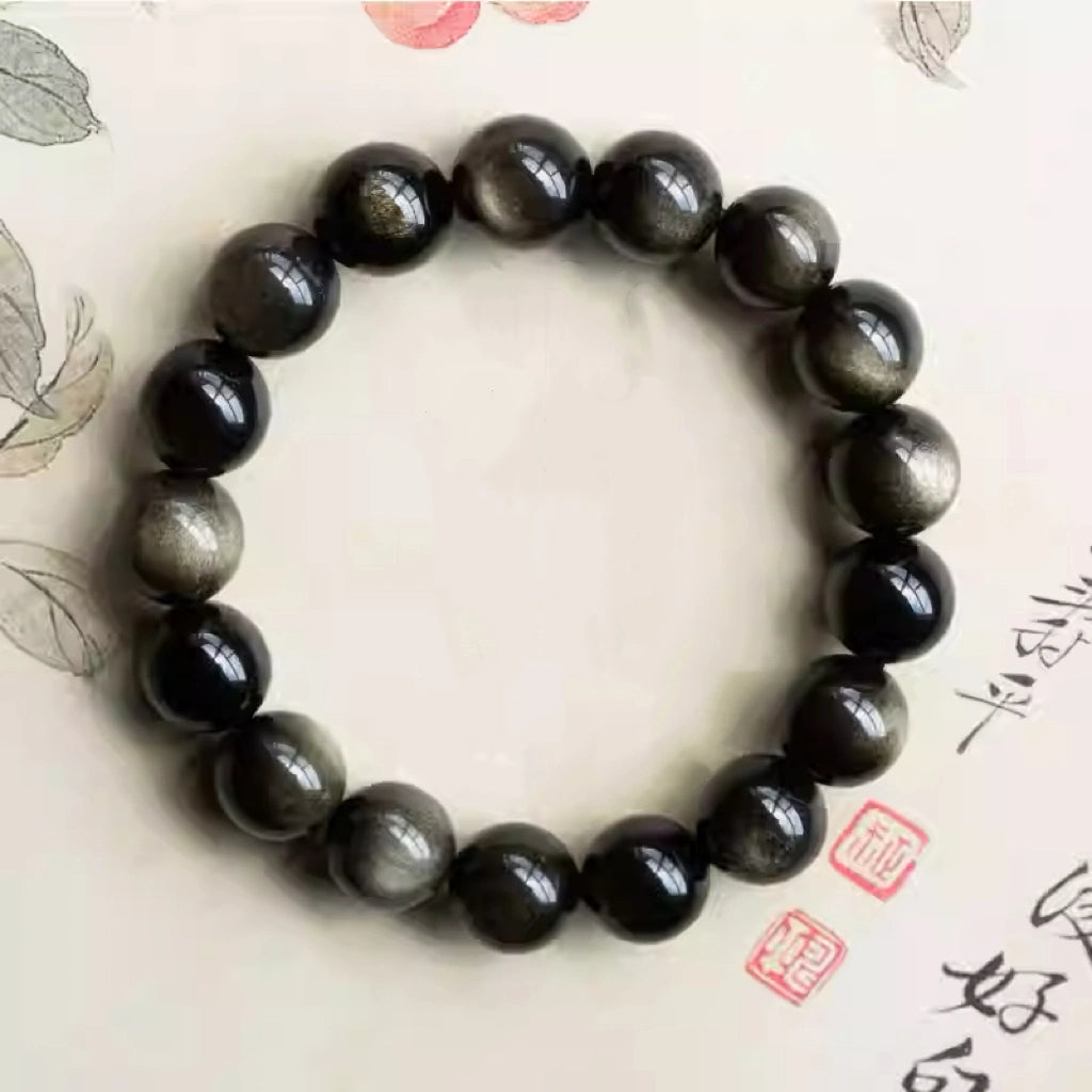Golden obsidian bracelet for men designed for energy protection