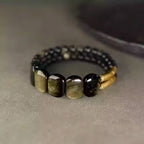 Women golden obsidian bracelet for protection and grounding