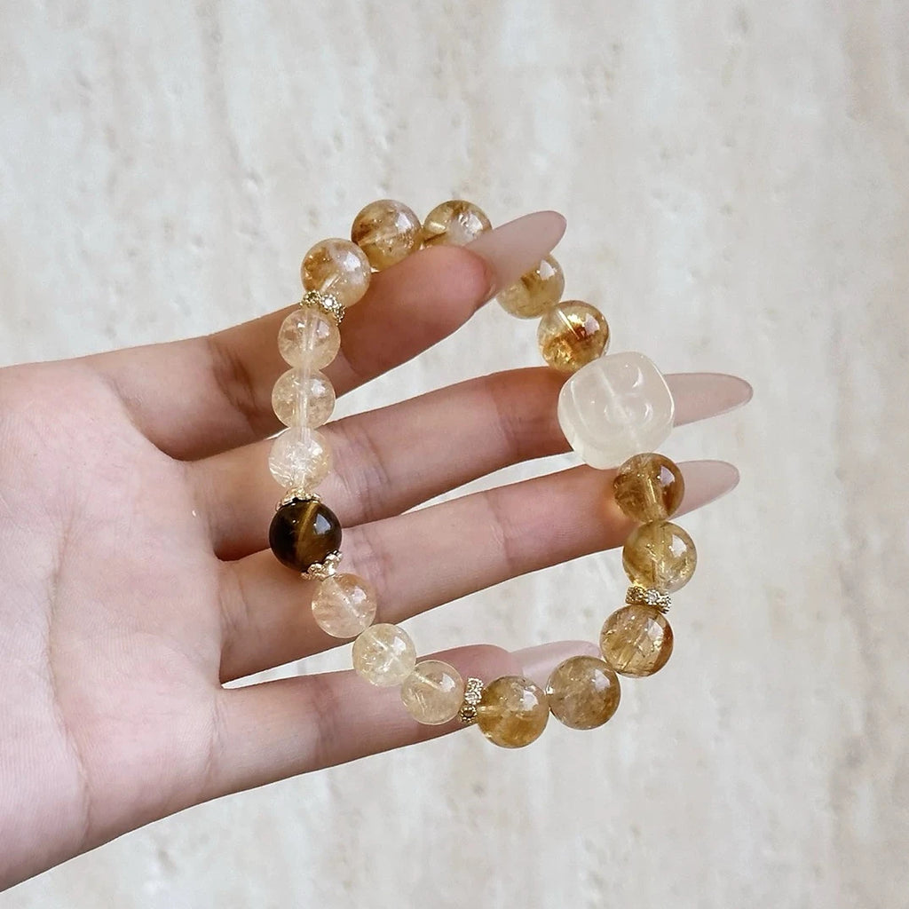 High quality citrine bracelet with tiger eye for wealth and prosperity
