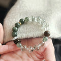 Layered green phantom quartz bracelet for clarity, success, wealth