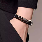 Black obsidian bracelet mens style - crystal bracelet for protection and personal power