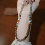 Double-layer moonstone crystal bracelet with agarwood beads for inner calming
