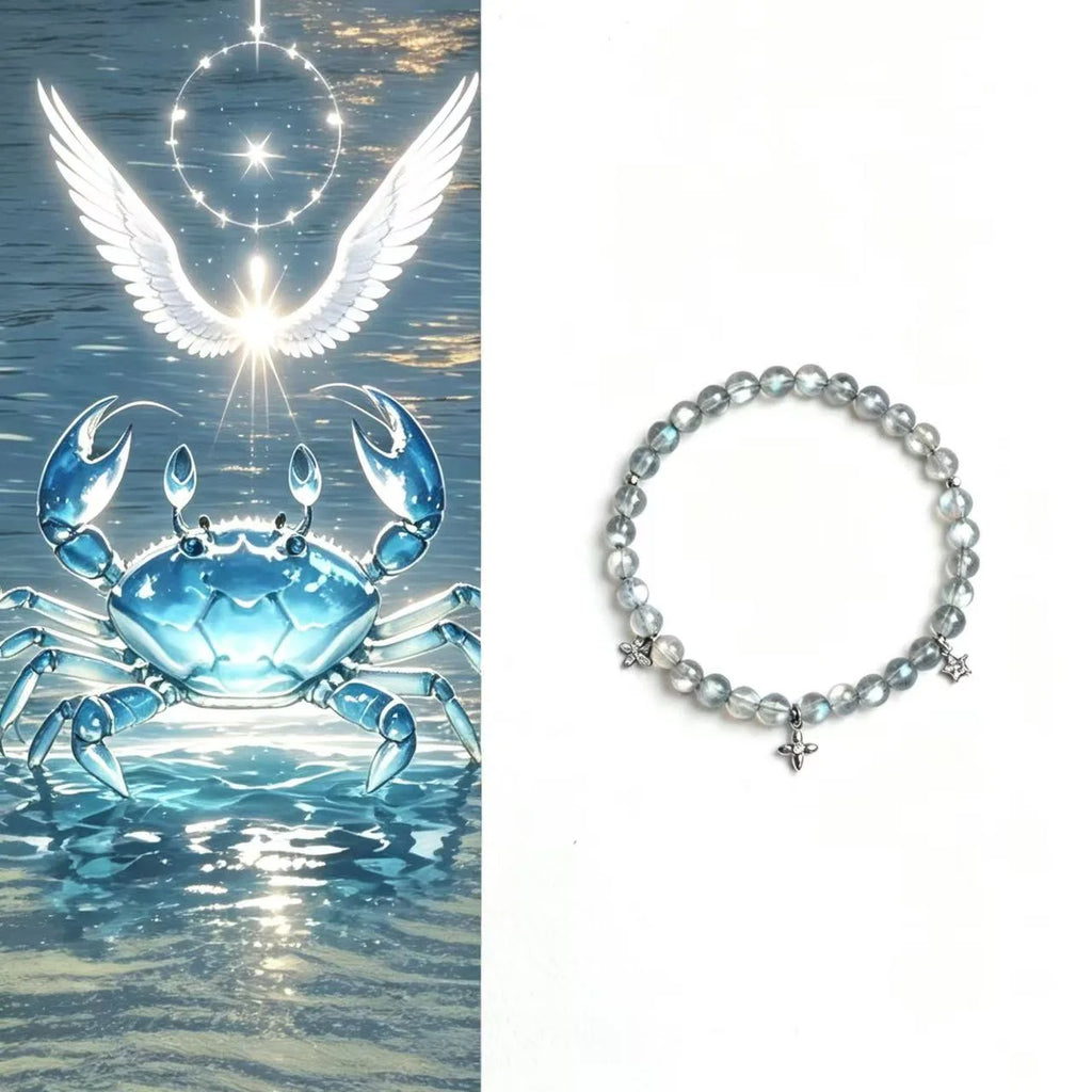 Cancer zodiac bracelet with moonstone bead for emotional healing and calming