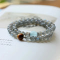 Moonstone bead bracelet with aquamarine, designed to soothe emotions
