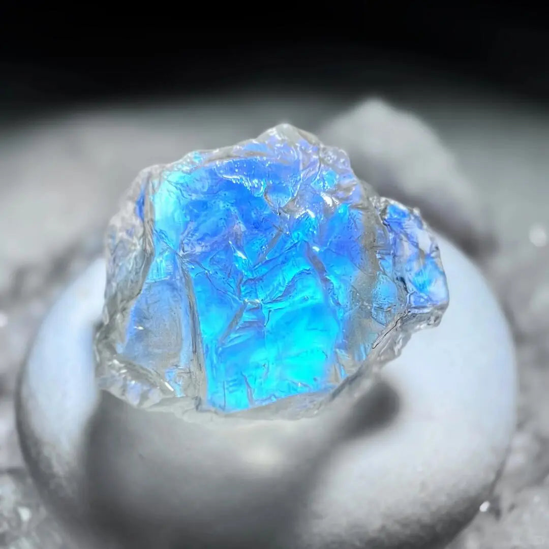 Moonstone crystal stone with a soft white glow and unique gemstone texture