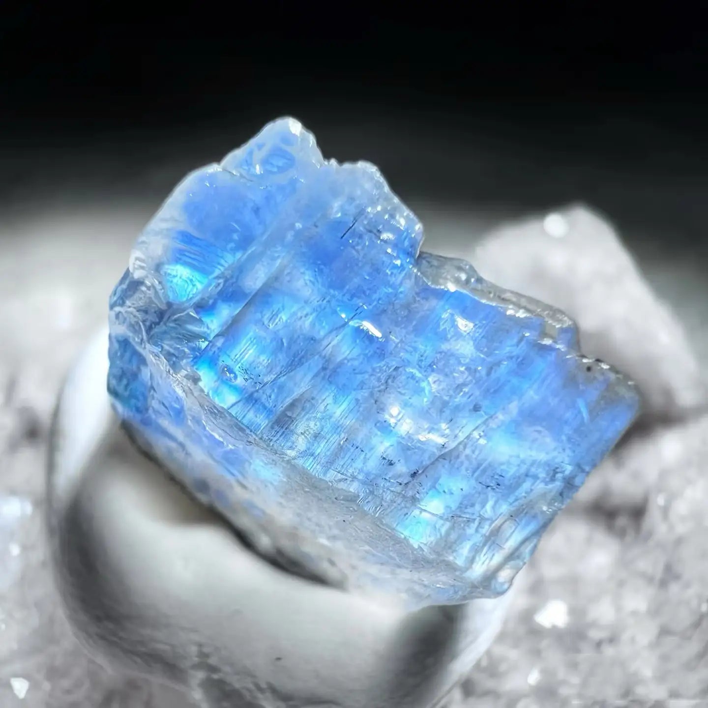 Moonstone gemstone with natural pearly glow for emotional healing and divine feminine