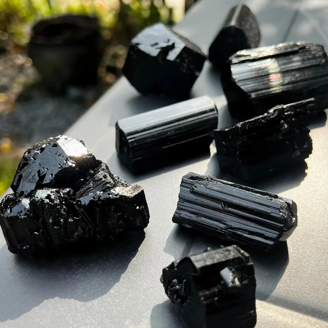 Natural black tourmaline, symbolizing protection, stability and grounding energy