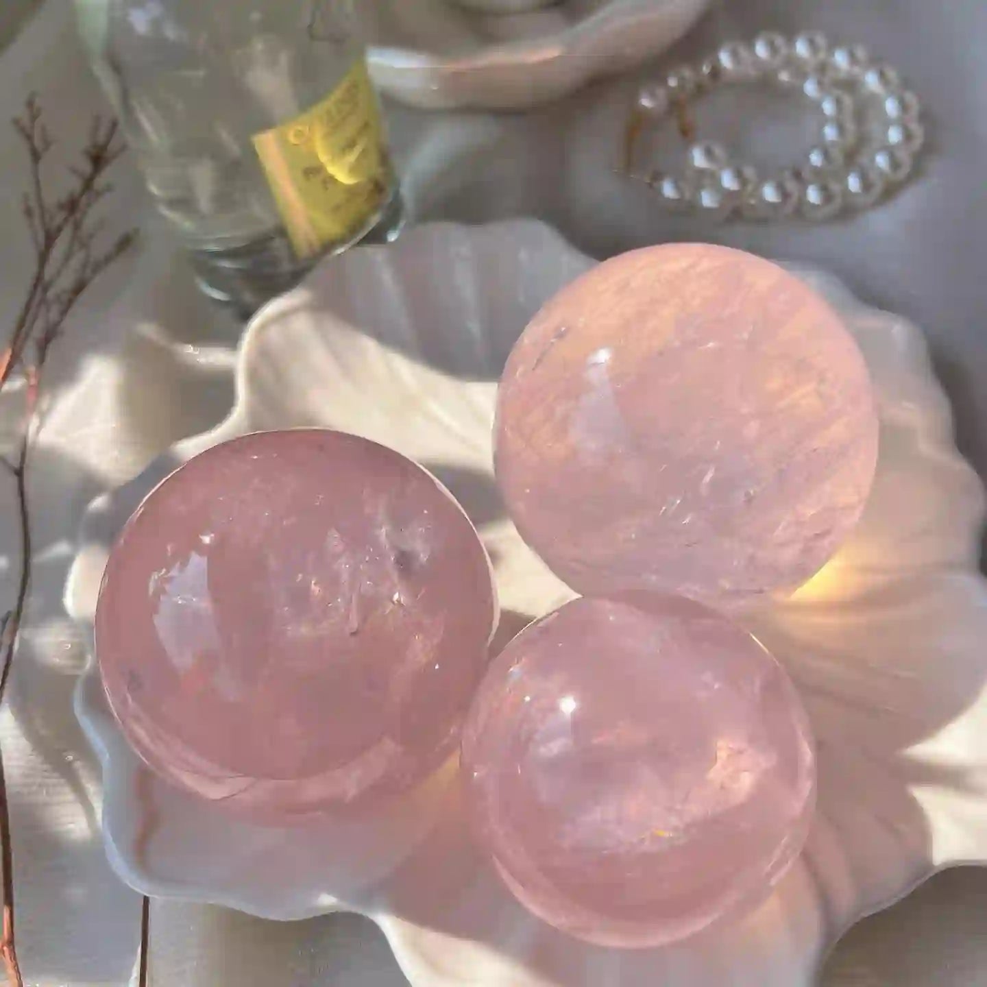Natural rose quartz symbolizing love, compassion and romantic energy
