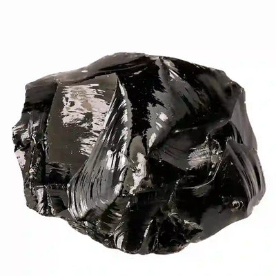 Natural black obsidian stone with smooth volcanic glass texture
