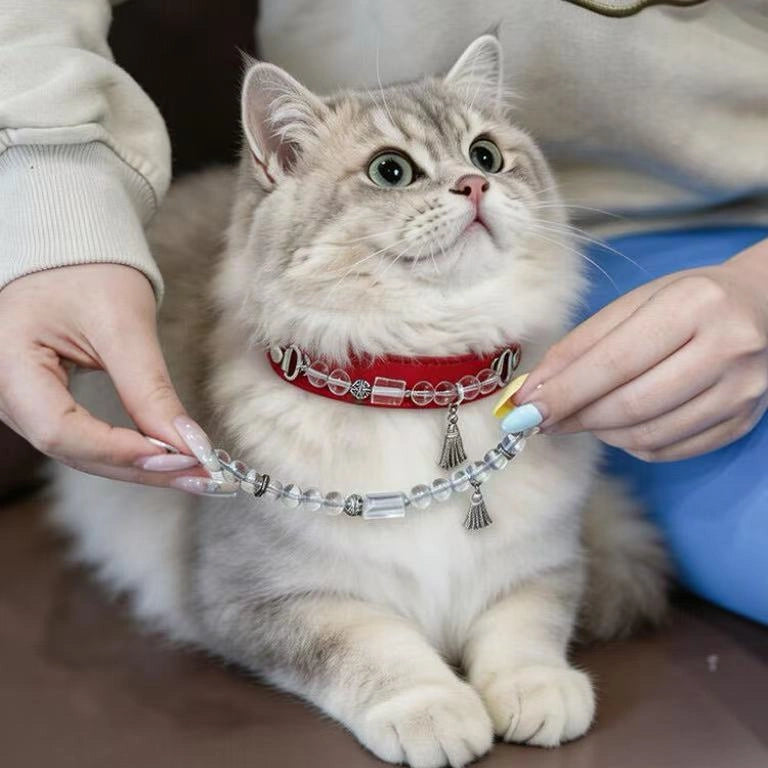 Pet healing crystals collar for dogs and cats – natural gemstone pet jewelry