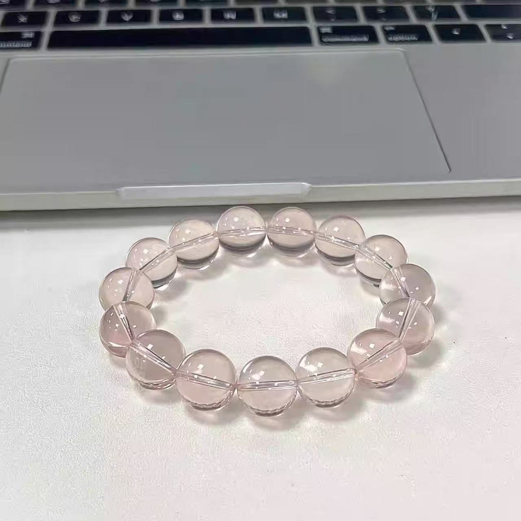 Mozambique Natural Crystal Pink Bracelet - Heart Chakra Crystal for Love Attraction