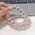 Clear Crystal Bracelet - Full Front View of Natural Pink Crystal Bracelet.