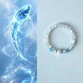 Pisces charm bracelet with moonstone  and aquamarine crystal bead for intuition and calming