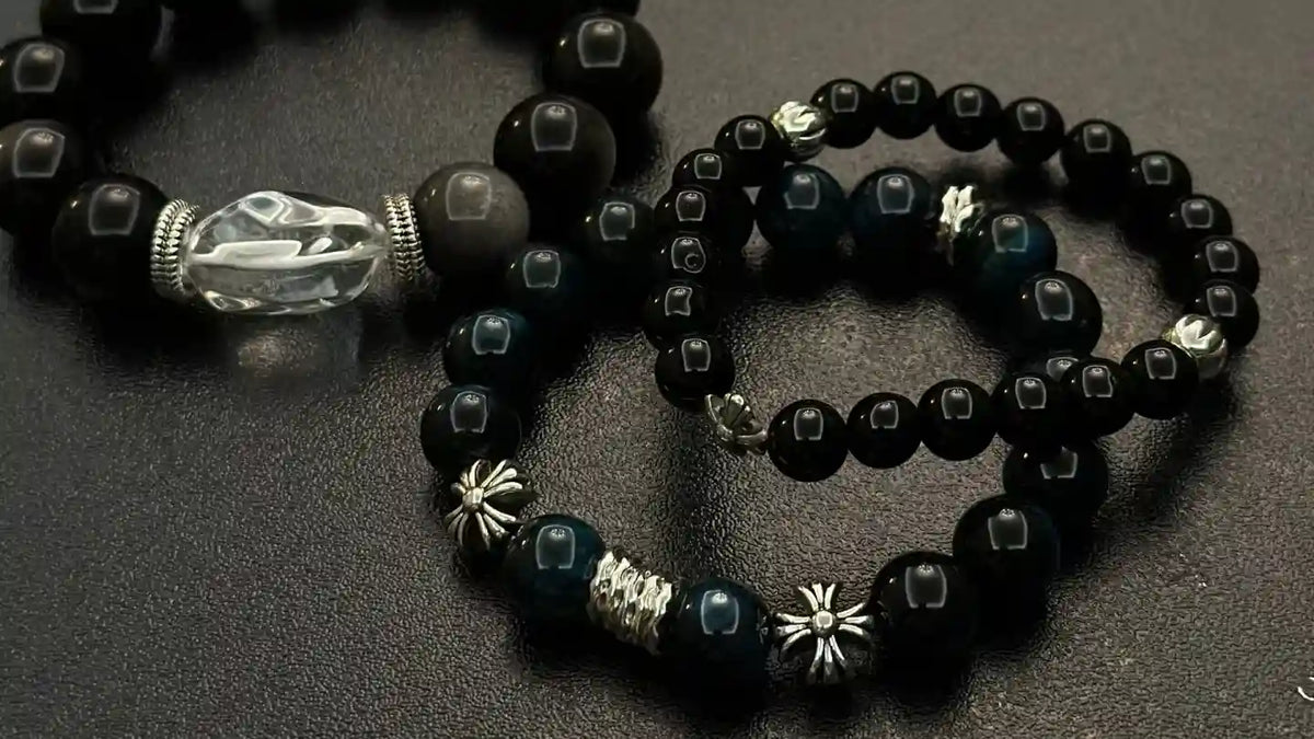 Real black tourmaline bracelet with natural gemstone beads, associated with protection, grounding and energy cleansing