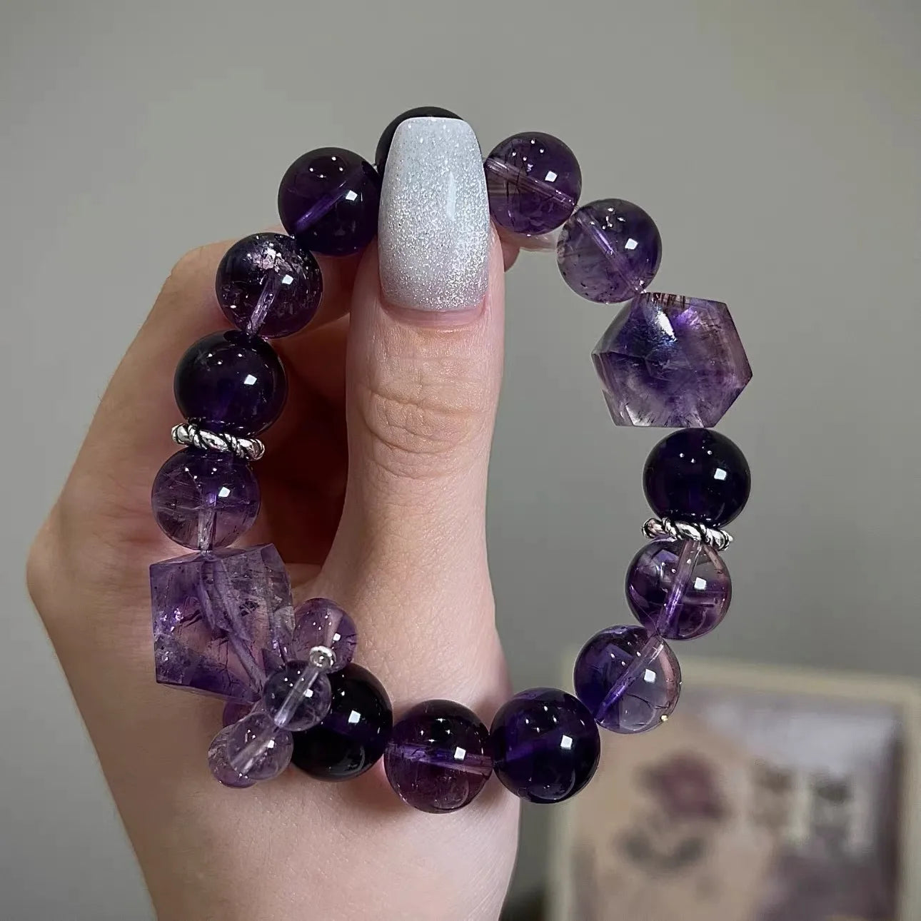 Real crystal bracelet amethyst women for focus and inner wisdom